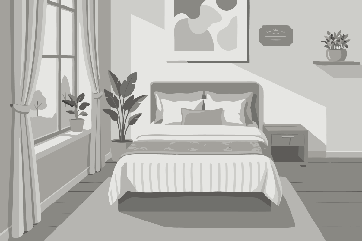 Zimmer mit Queensize-Bett und Gemeinschaftsbad